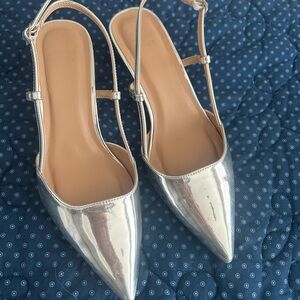 a new day Silver Pointed Toe Slingback Flats